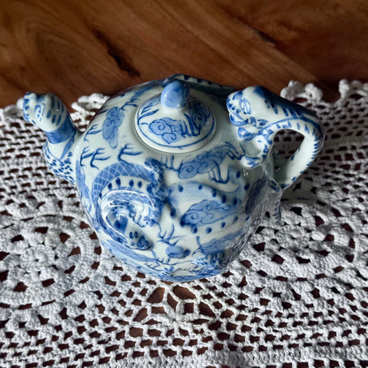 Vintage Porcelain Chinese Dragon Teapot