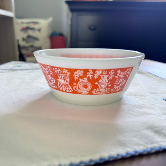 Fire King Small Orange/White Bowl