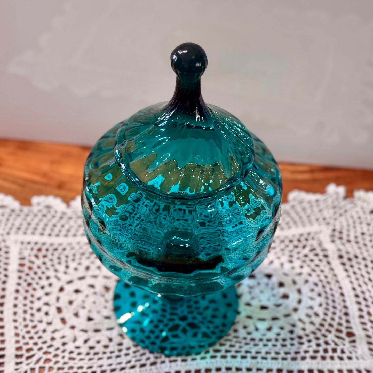Empoli Teal Green Apothecary Lidded Pedestal Dish