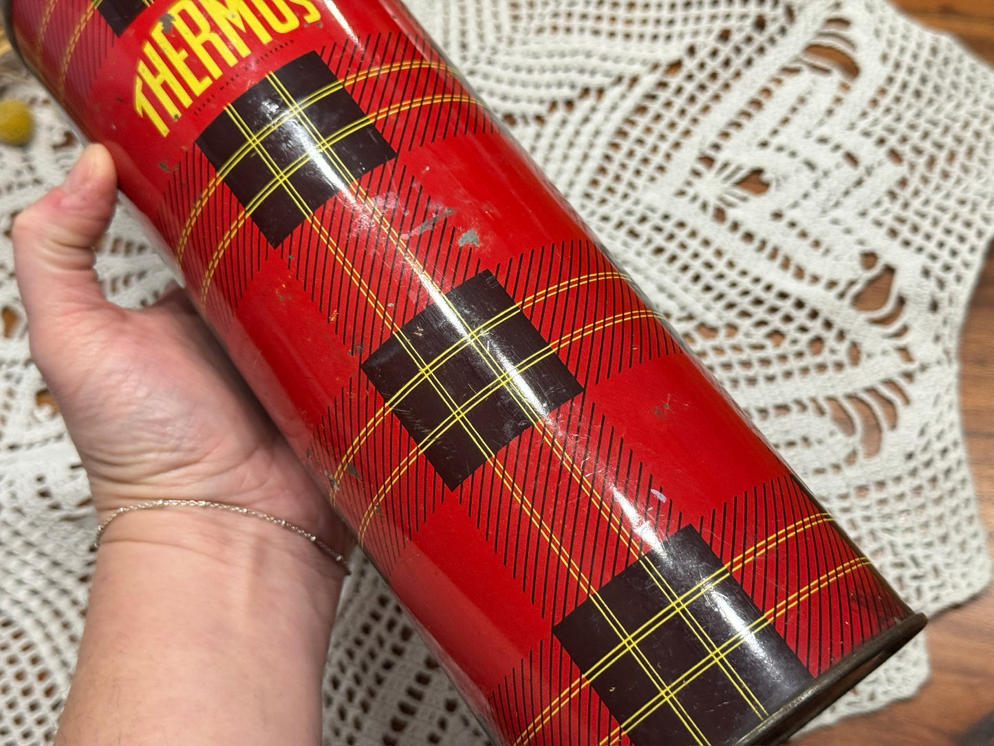 Vintage Plaid Thermos Brand Vacuum Bottle NO.302
