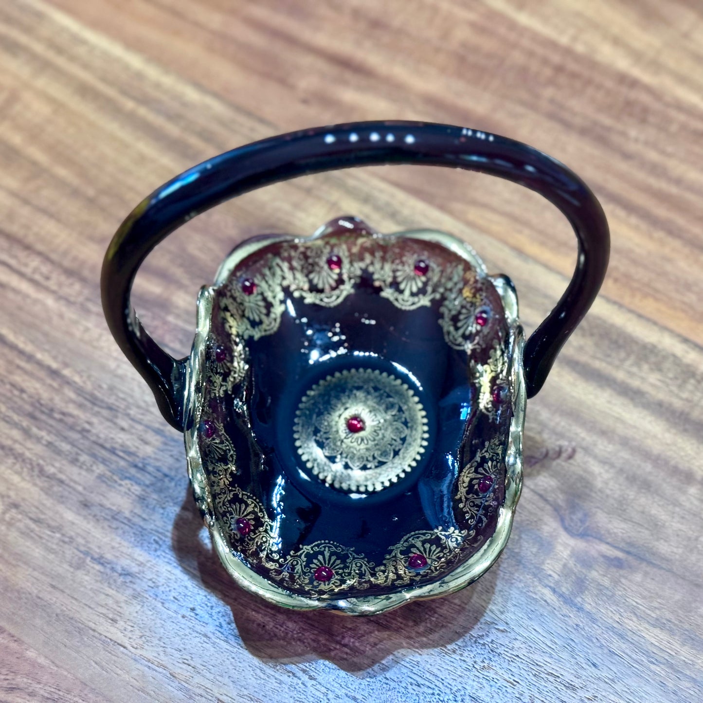 Art Glass Handled Amethyst Basket