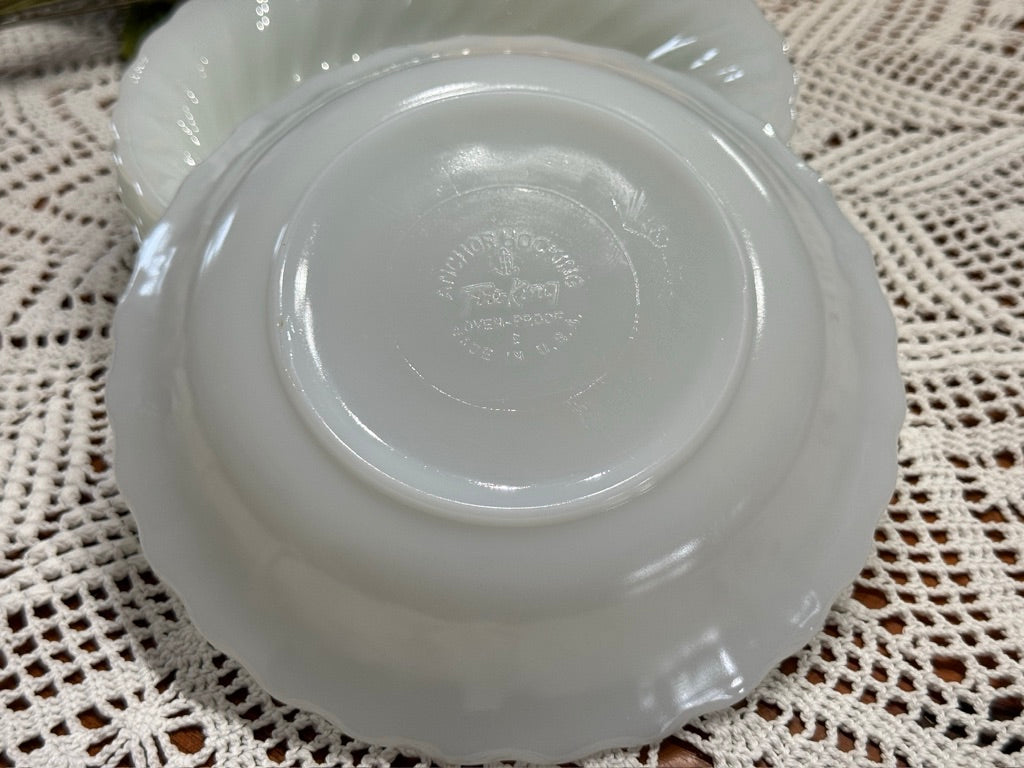 Anchor Hocking Fire-King Milk Glass Swirl Bowls