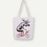 Elk on Bike Tote Bag