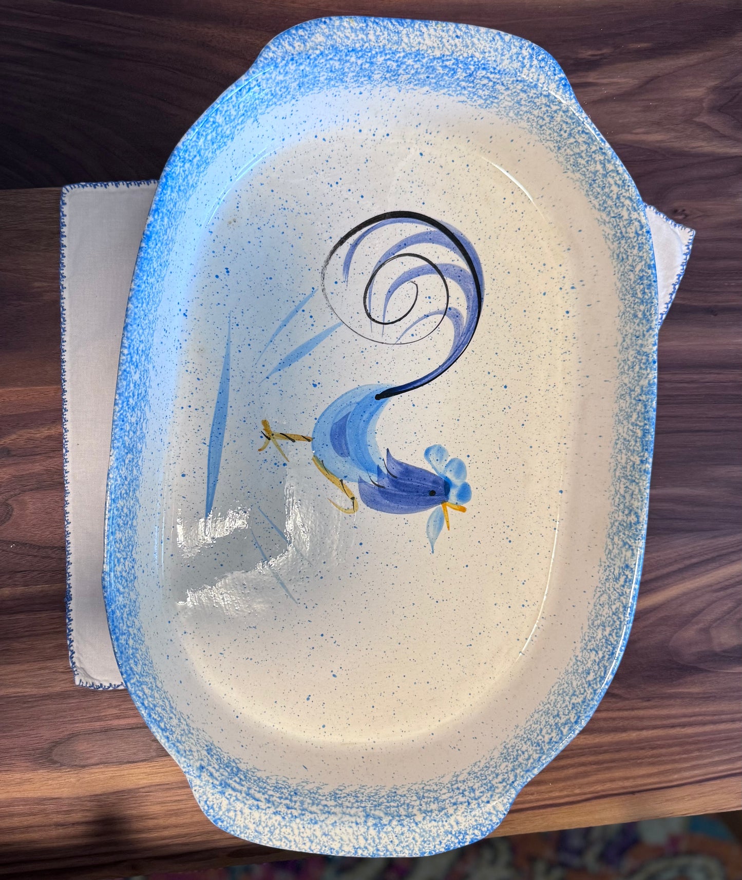 Blue Rooster Serving Dish