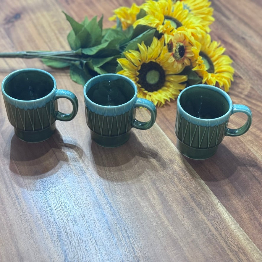 Japanese Green Drip Glaze Stackable Coffee Cups