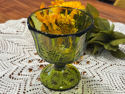 Indiana Glass Colony Grape Green Pedestal Bowl