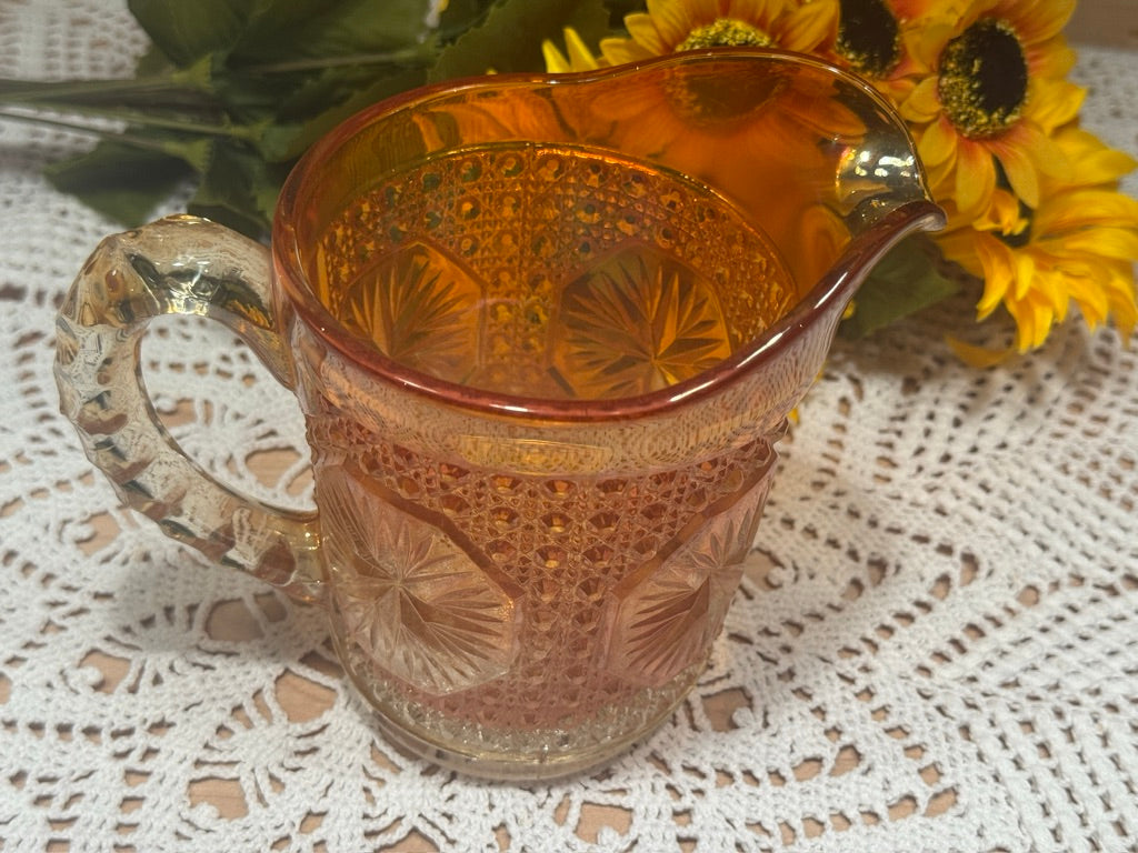 Imperial Marigold Carnival Glass 'Star Medallion' Pitcher