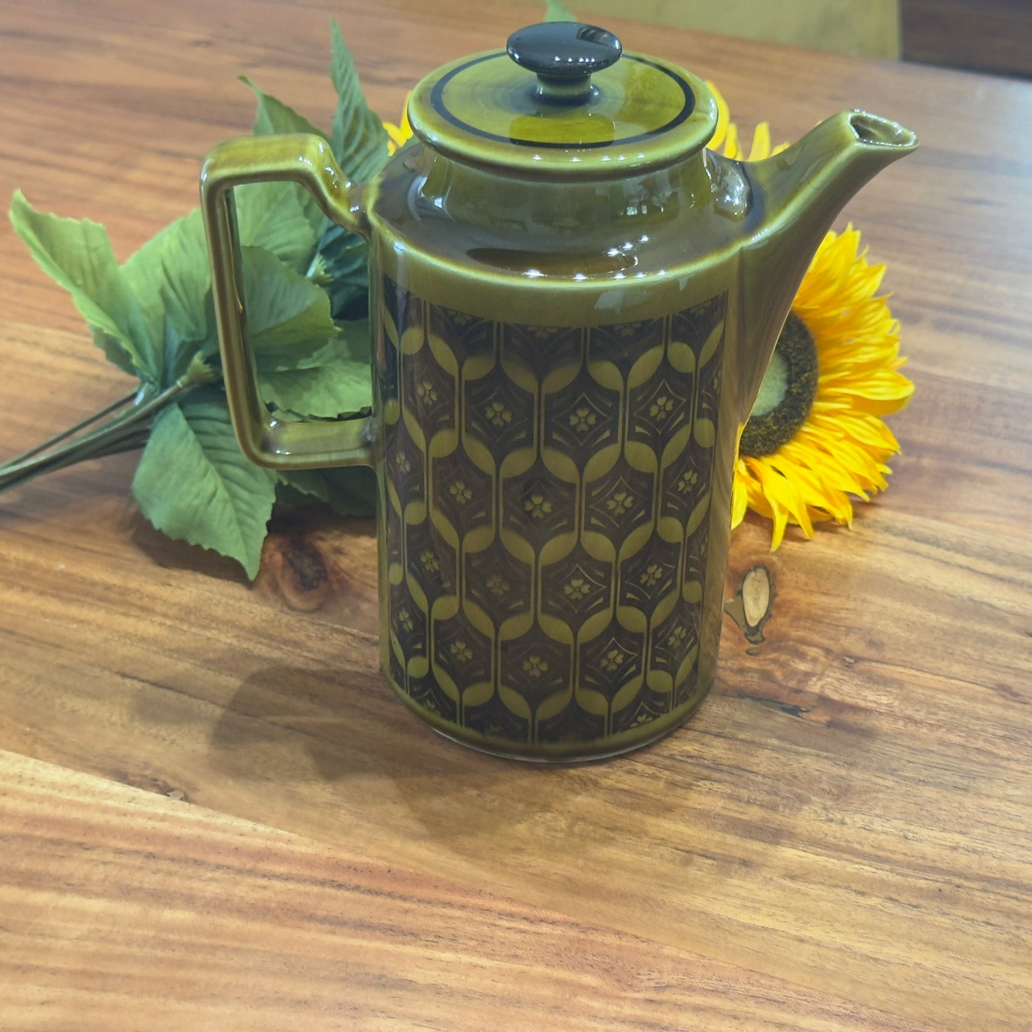 Royal Sealy Olive Green & Black Coffee Pot