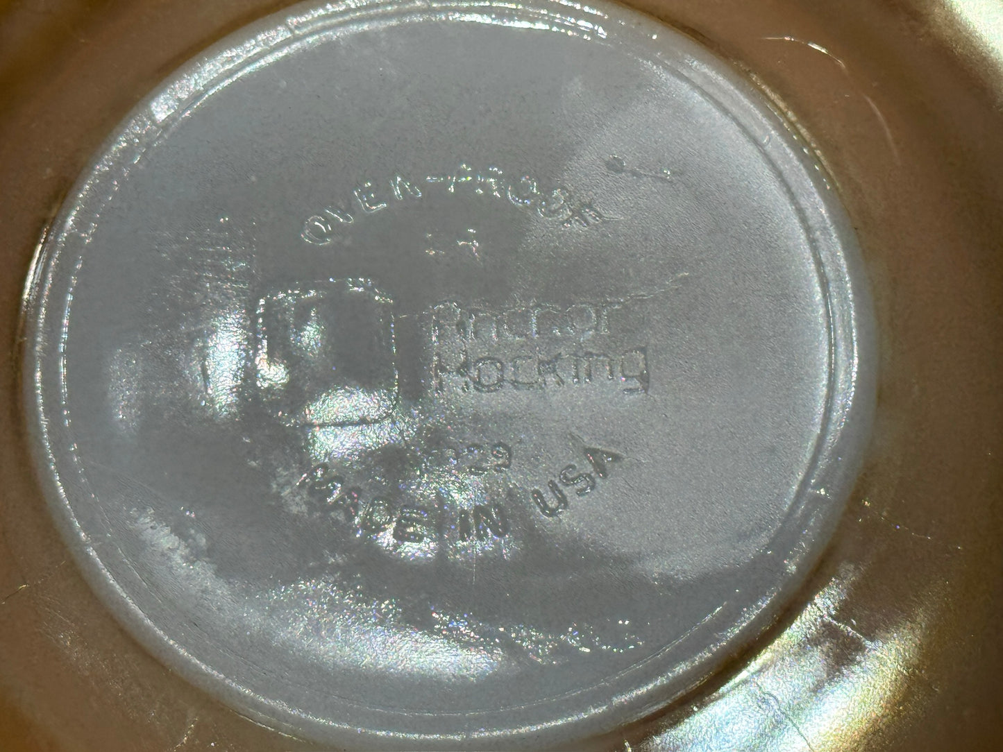 Anchor Hocking Fire King Peach Luster Swirl Demitasse Cup & Saucer