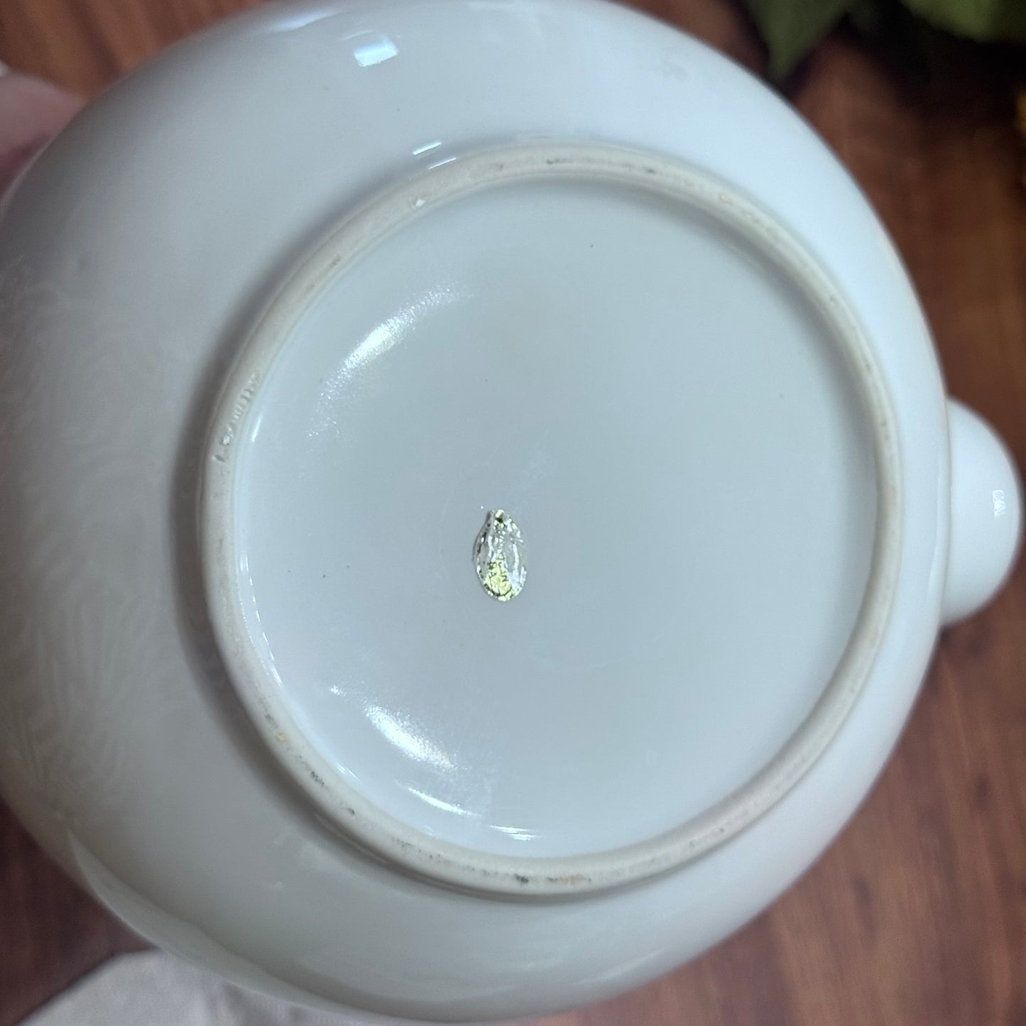 Large White Teapot with Heart Design