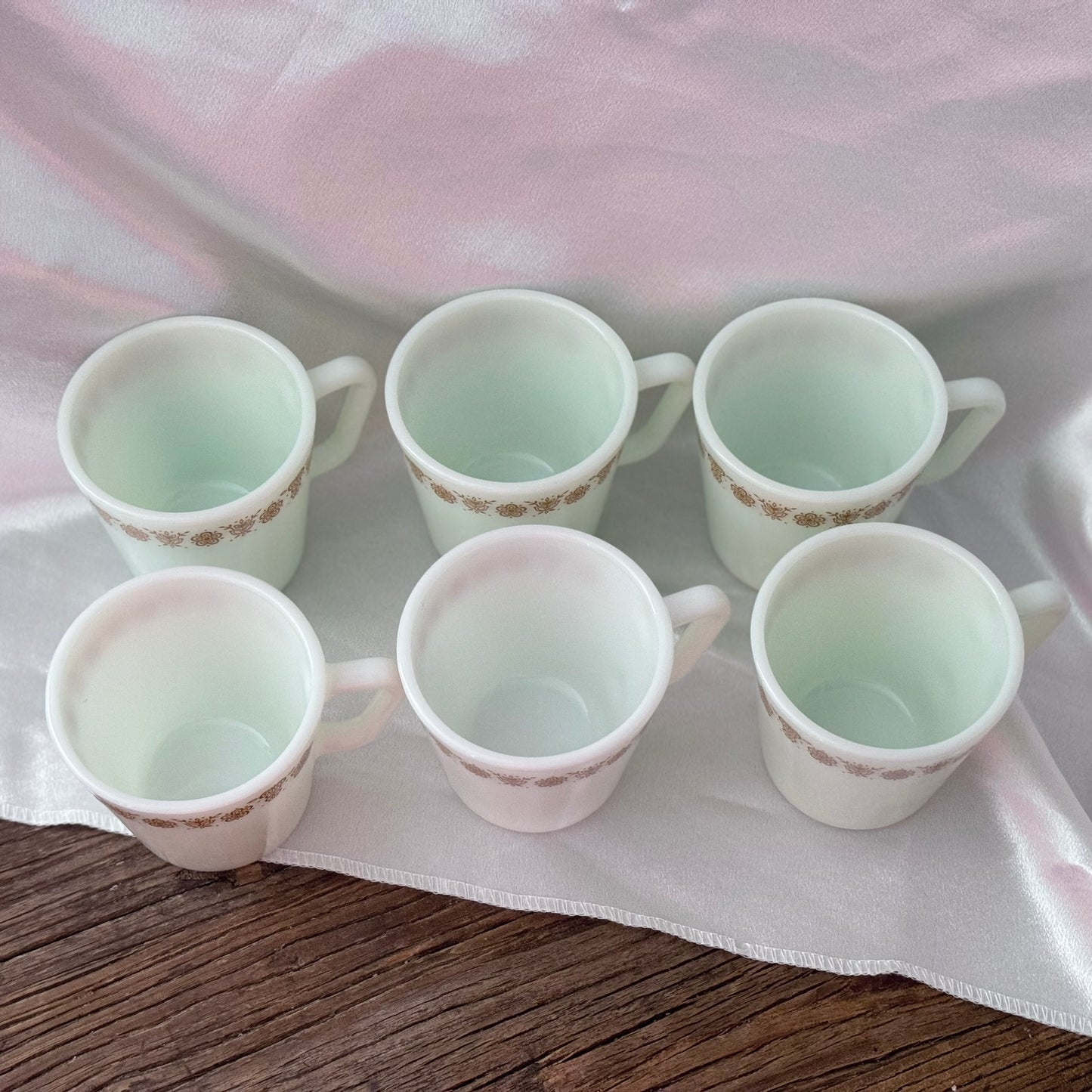 Pyrex 1410 Butterfly Gold D Handle Coffee Mugs