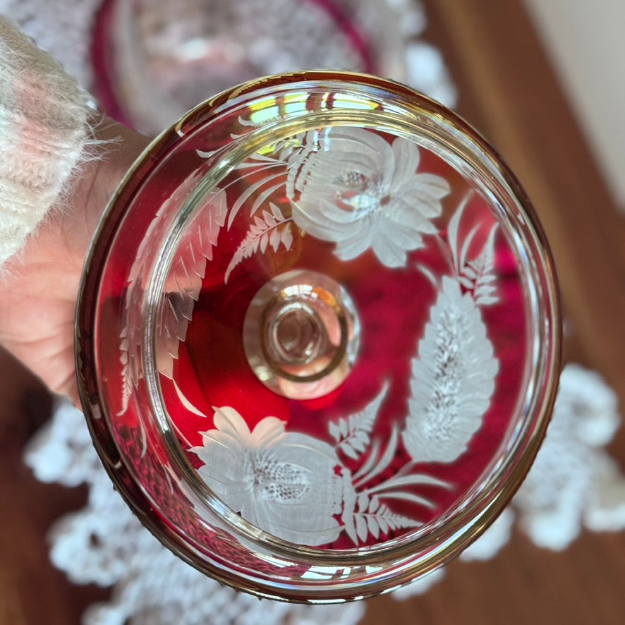Czech Bohemian Covered Candy Dish