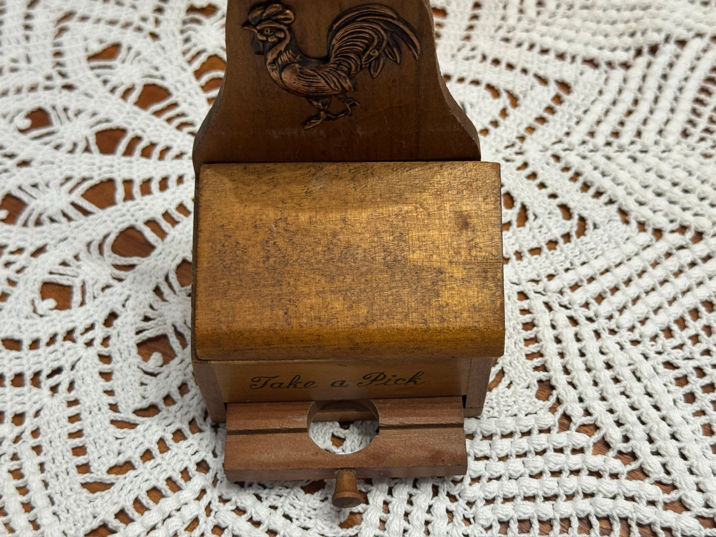 Vintage Victor Goldman Wooden Rooster Themed Toothpick Holder