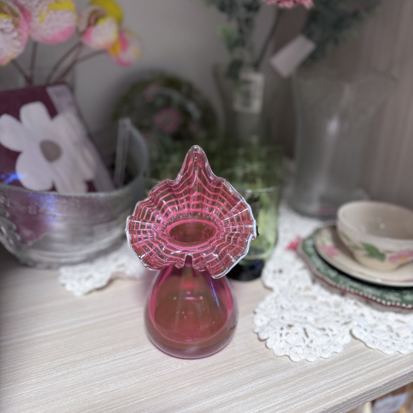 Fenton Tulip Cranberry Jack In The Pulpit Vase