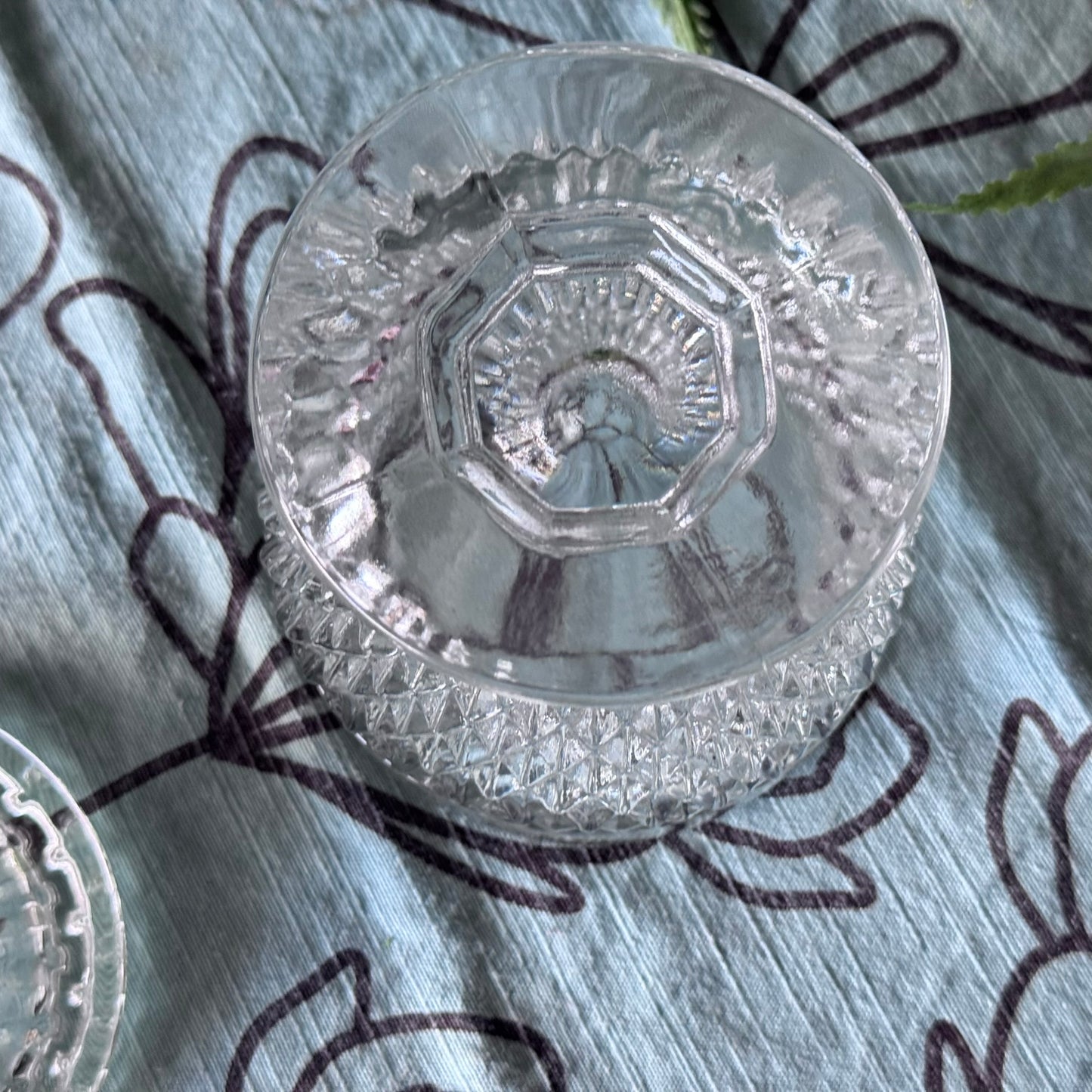 Vintage Glass Sugar Bowl/ Candy Jar with Lid