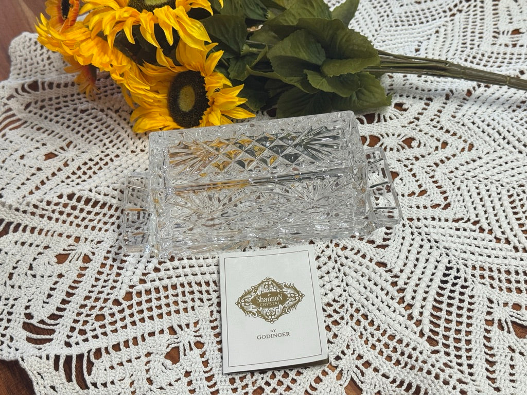 Shannon Crystal Pineapple Etch Butter Dish
