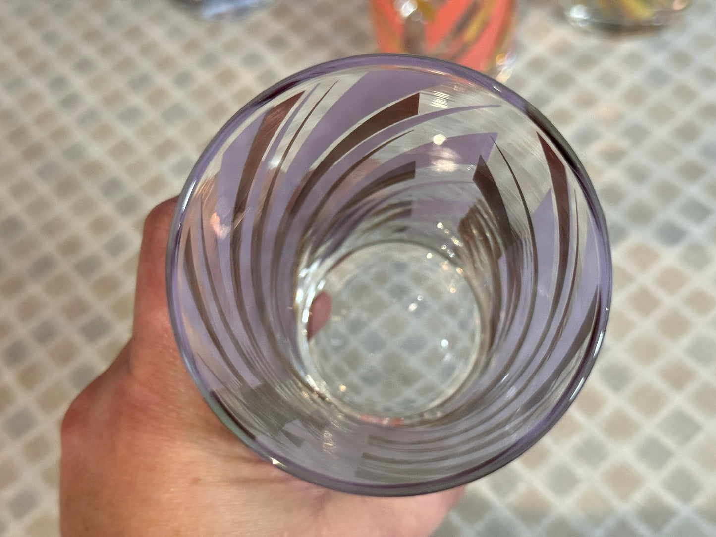 Midcentury Striped 12 oz Tumbler Bar Glasses