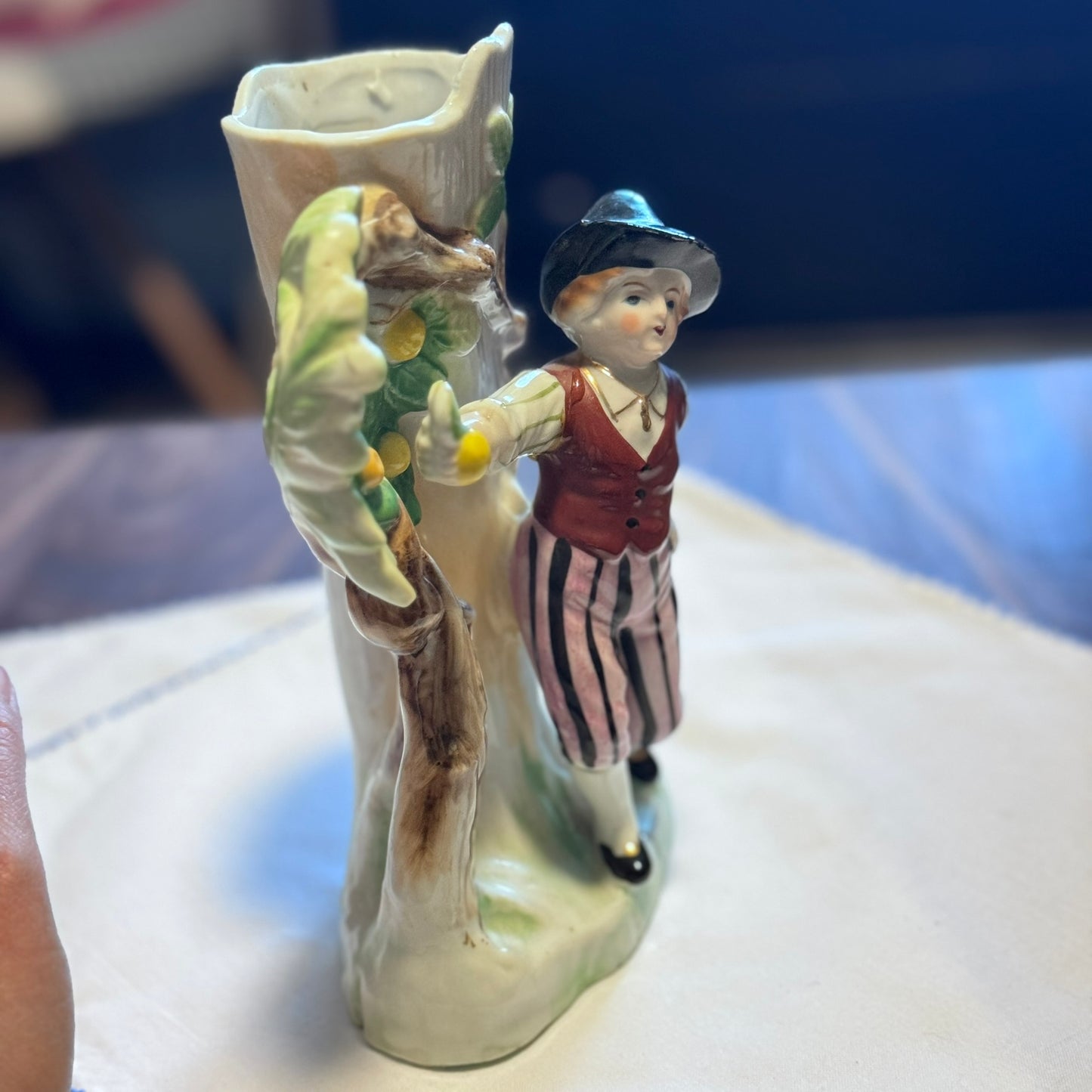 Antique Majolica Man & Lemon Tree Vase