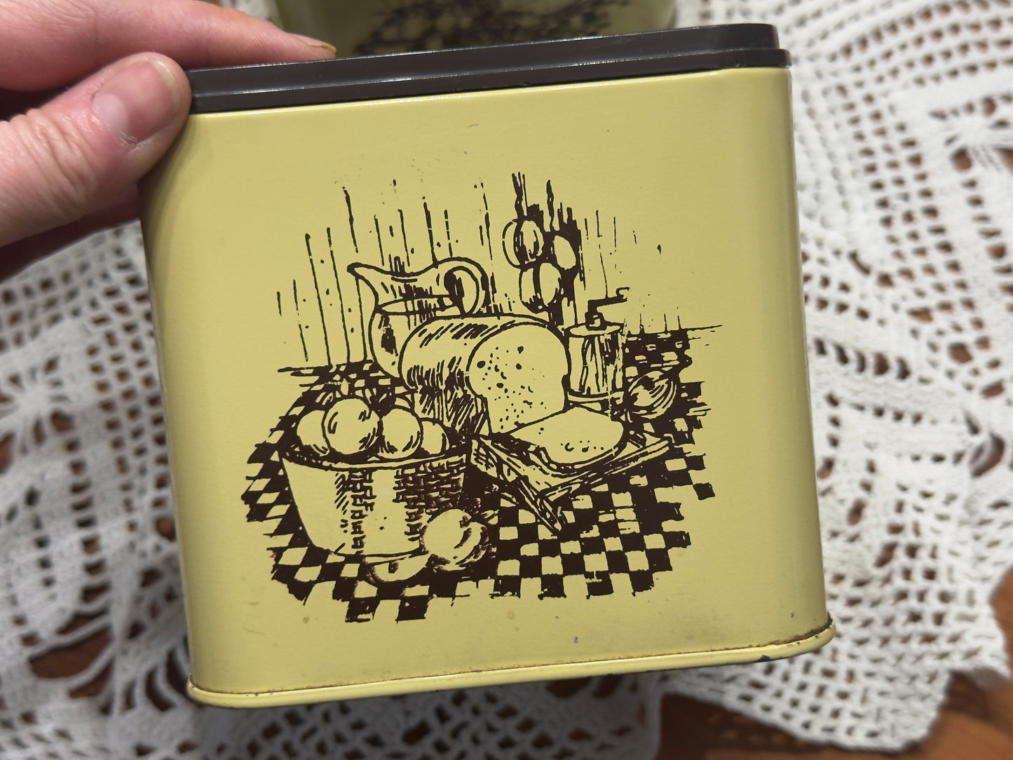 Vintage Ekco Yellow/Brown Stackable Canister Set