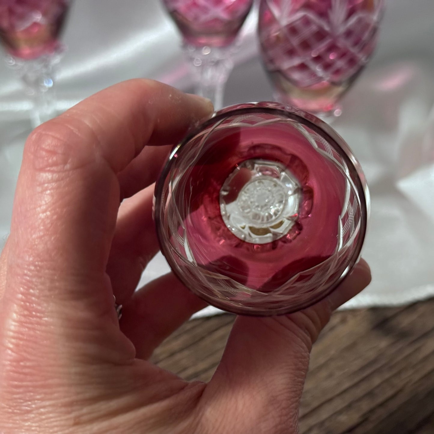 Cranberry Crystal Shot Glasses