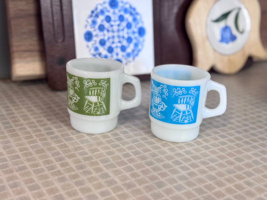 Anchor Hocking Milk Glass 'Homestead Mugs'