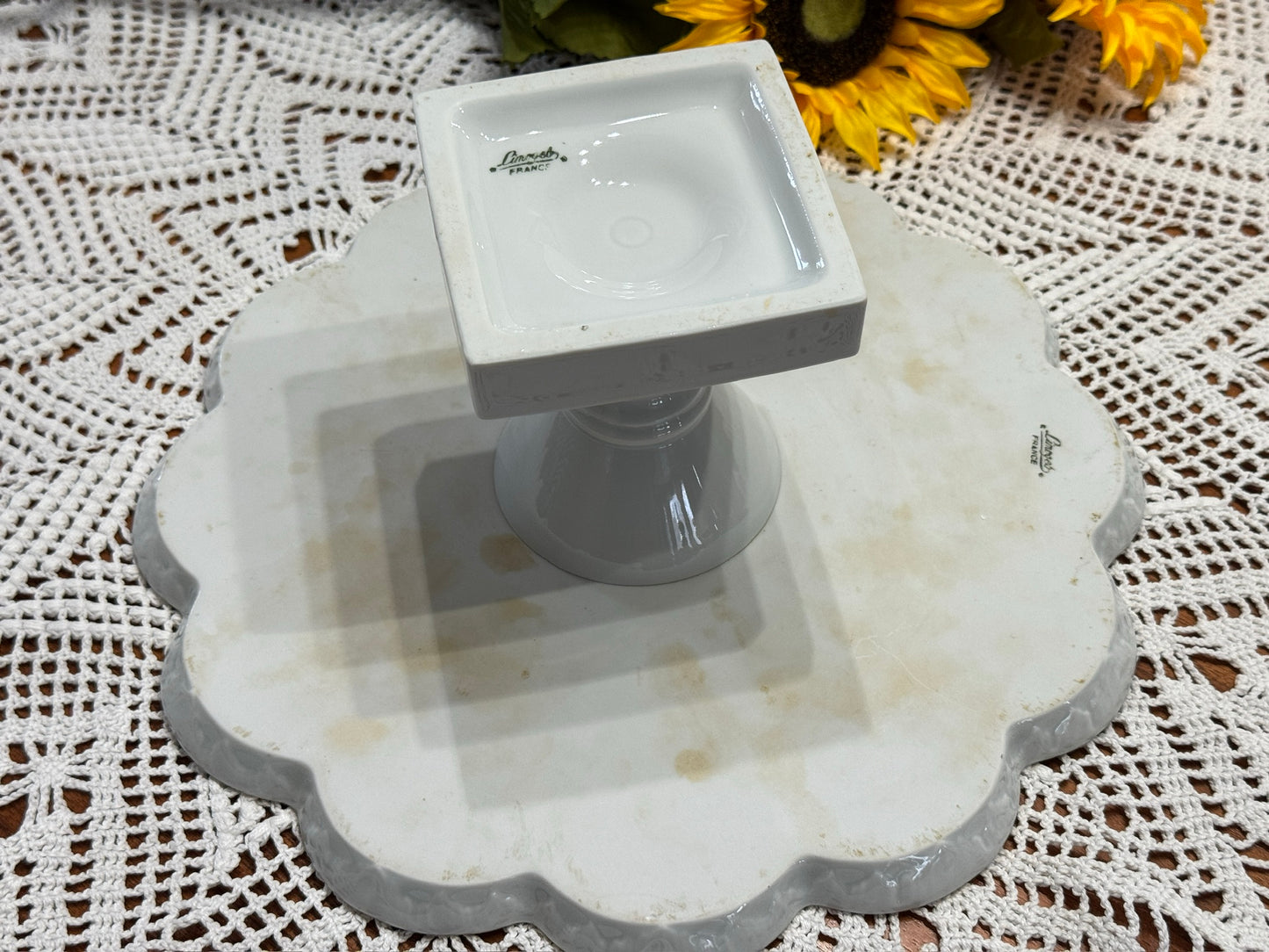 Limoges France Porcelain Cake Pedestal