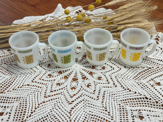 Anchor Hocking Fire-King Greek Key Milk Glass Mugs