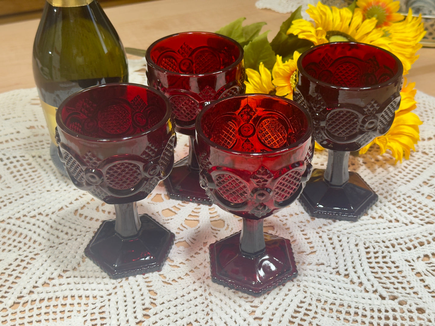AVON 1876 Cape Cod Ruby Red Goblets