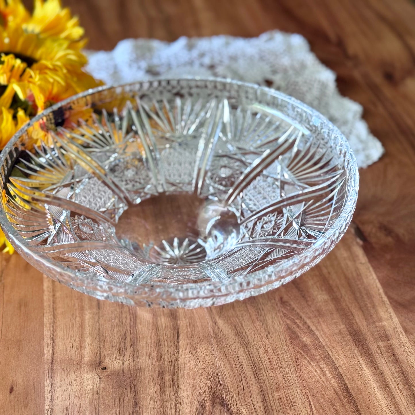 Footed Cut Glass Bowl