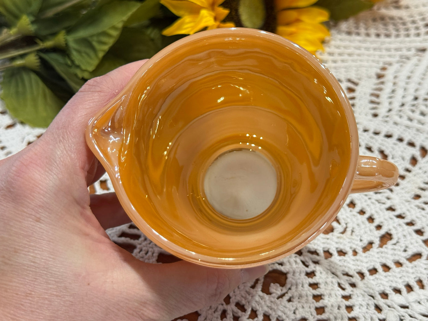 Anchor Hocking Fire-King Peach Luster Creamer Swirl Pattern