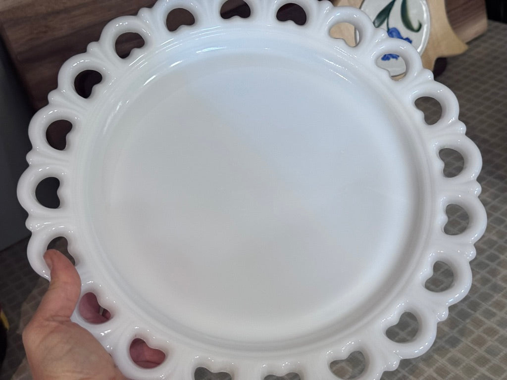 Anchor Hocking Lace Edge 'Old Colony' Milk Glass Platter