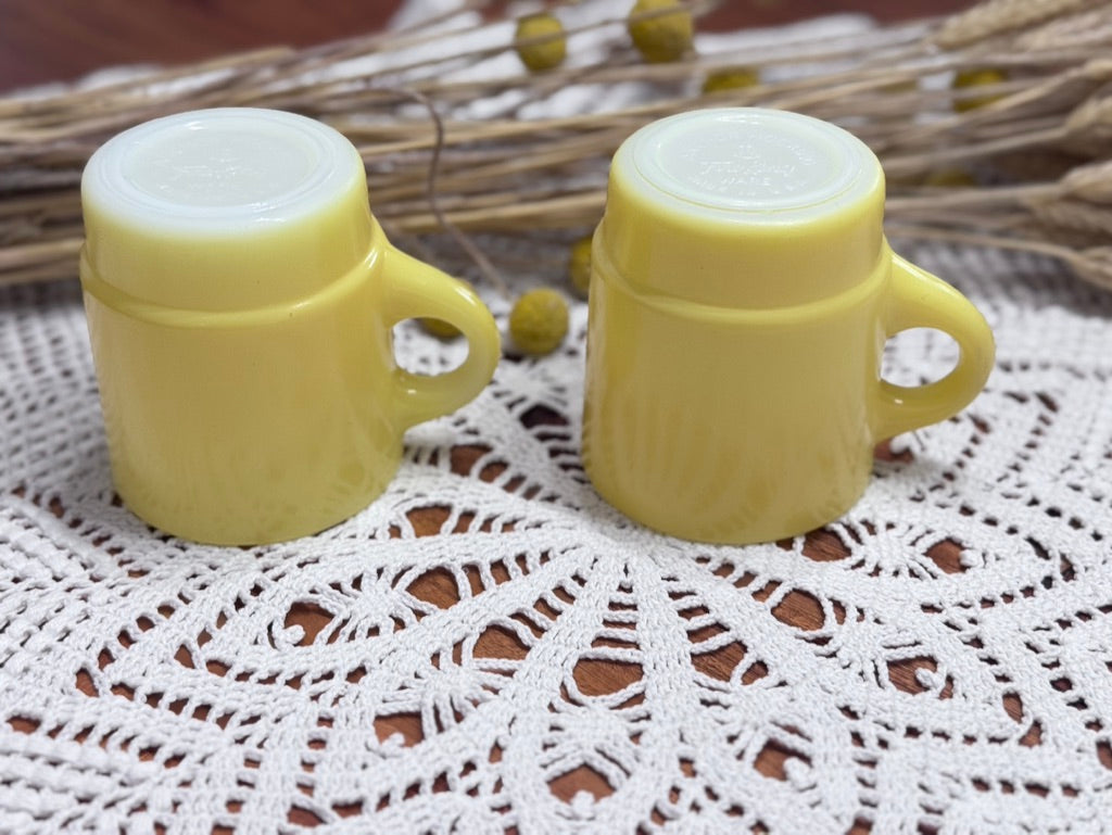 Anchor Hocking Fire-King Yellow Milk Glass Mugs