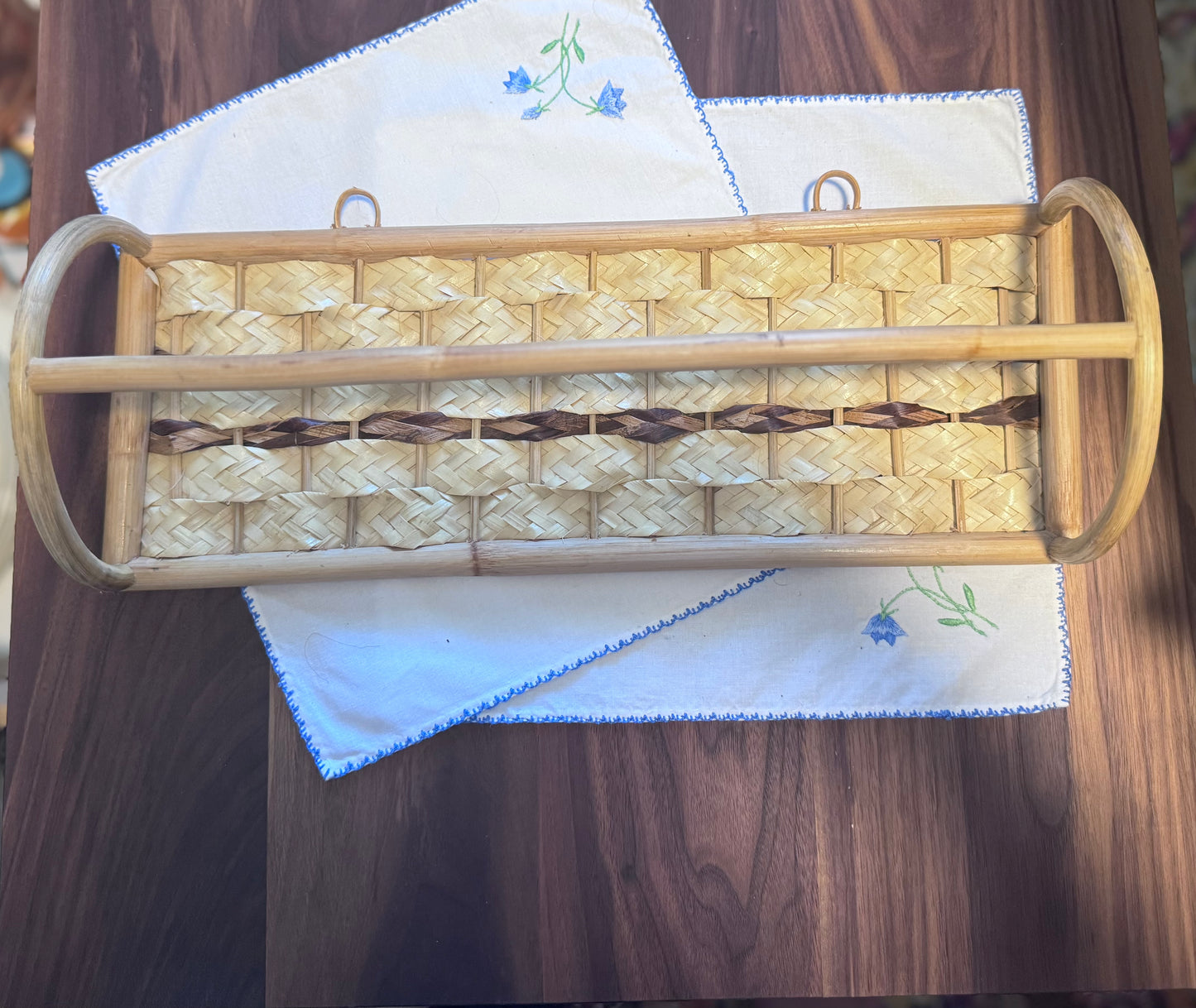 Wicker/Rattan and Bamboo Wall Mounted Towel Rack