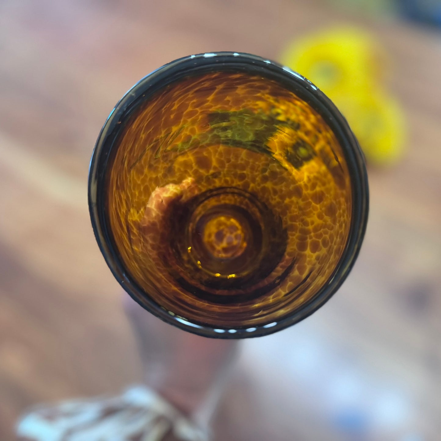 Leopard Print Brown/Amber Blown Art Glass Vase