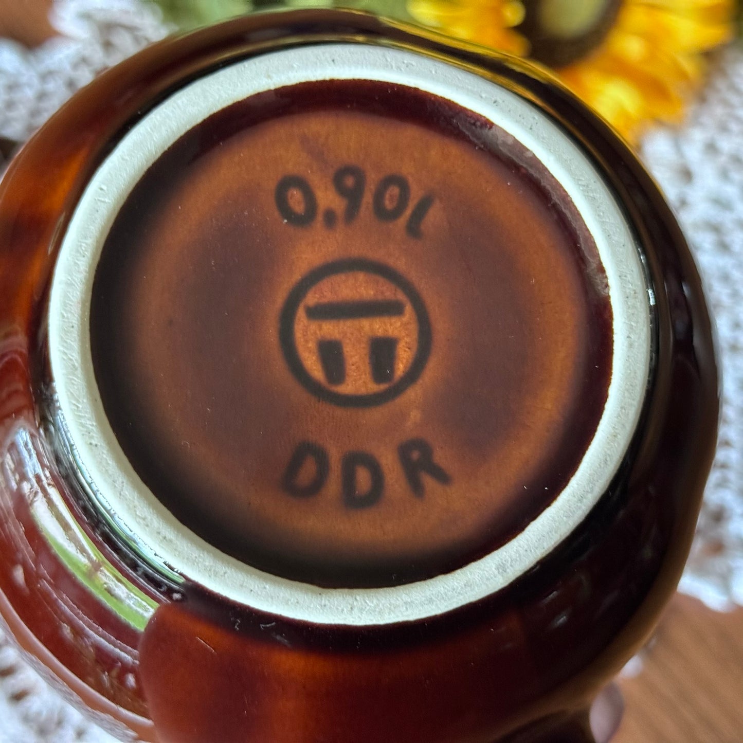 DDR East Germany 0.90L Brown Glaze Teapot
