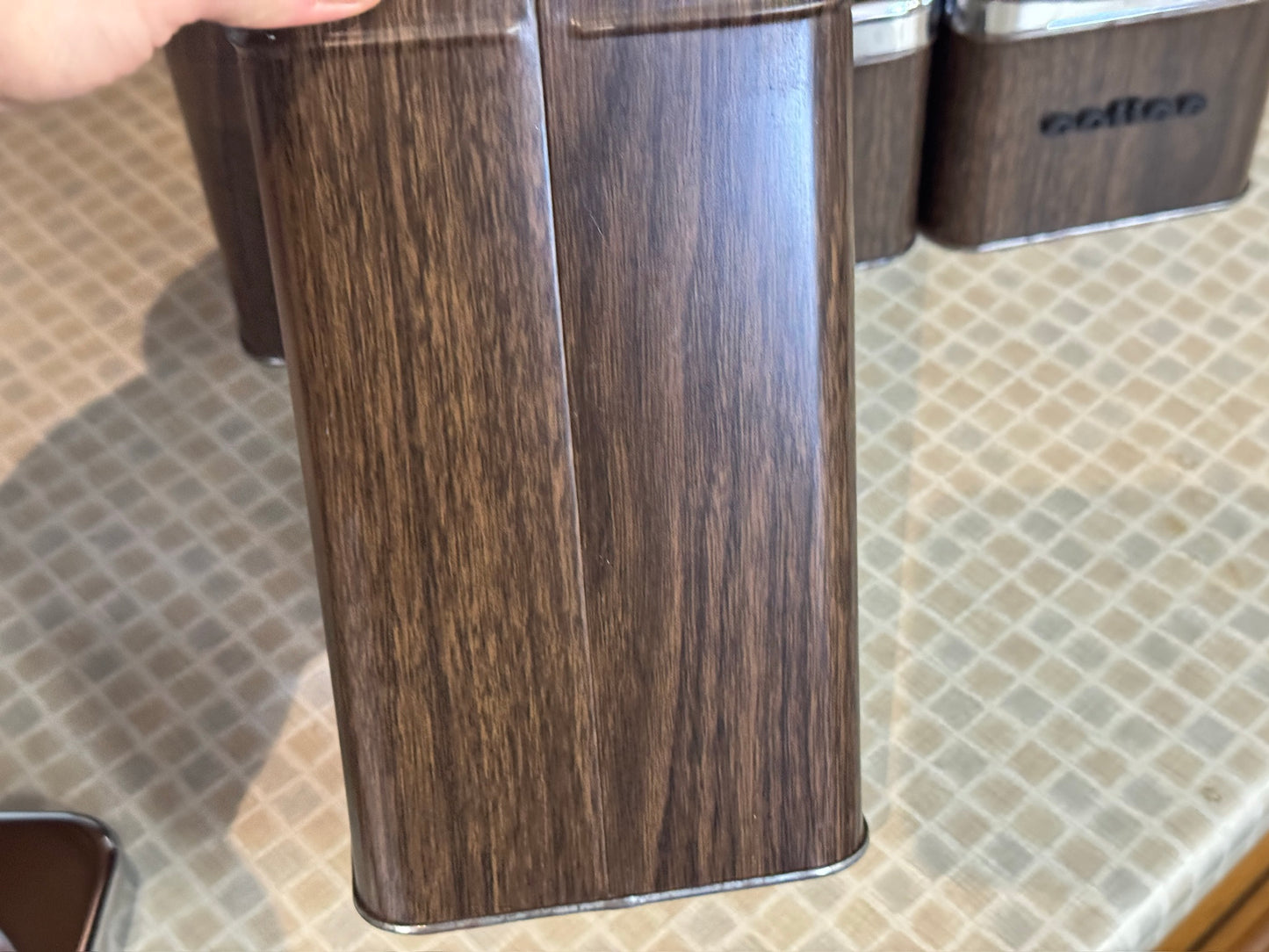 The Queen Line Faux Wood Grain Finish Canister Set