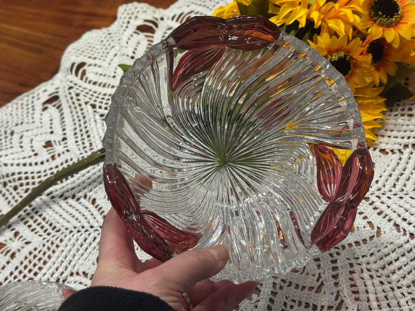 Vintage Cut Glass Covered Candy Dish