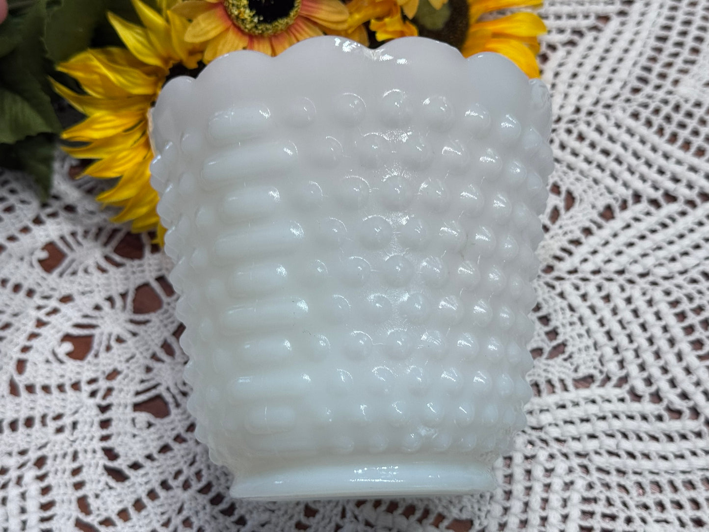Fire-King Milk Glass Hobnail Planter/Vase