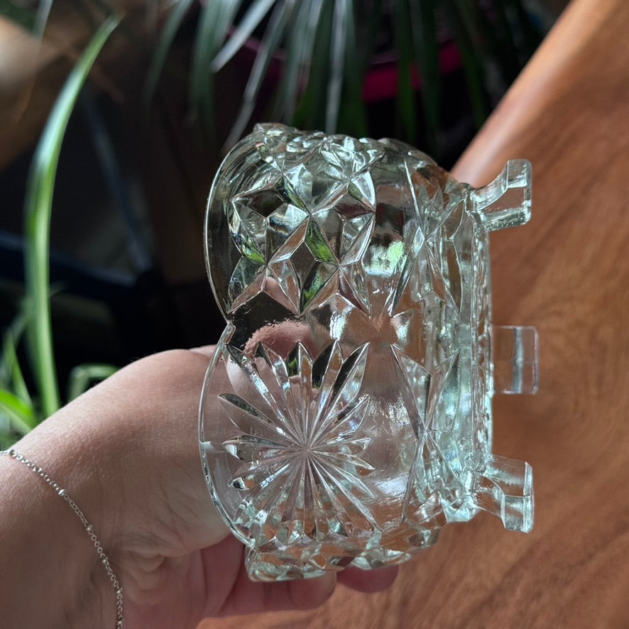 Cut Glass Sugar Bowl in Star Pattern