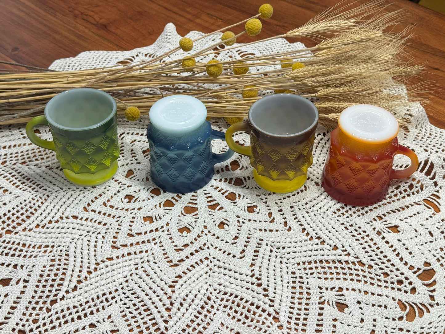 Vintage Anchor Hocking Fire-King 'Kimberly' Rainbow Mug Set