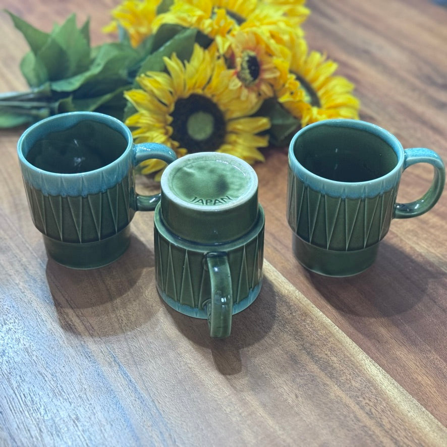 Japanese Green Drip Glaze Stackable Coffee Cups