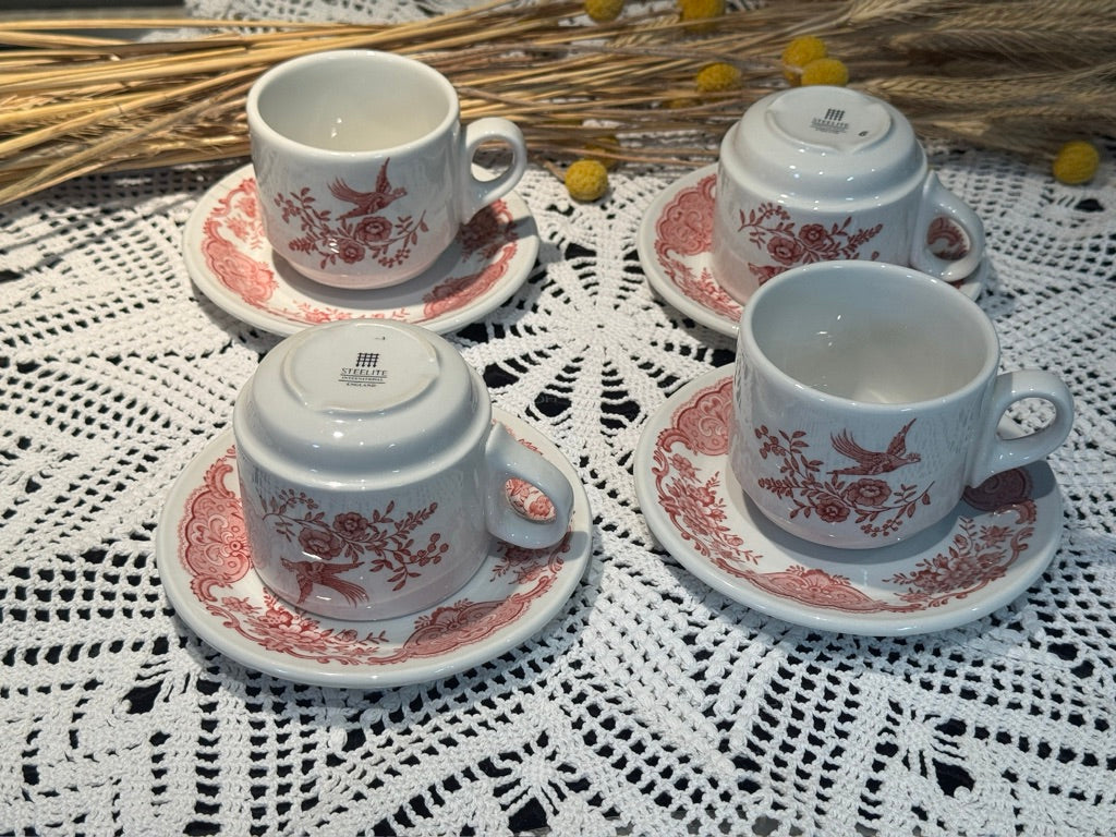 Vintage Royal Doulton Pink Transferware Cup & Saucer Set