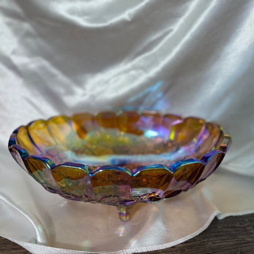 Iridescent Harvest Gold Carnival Glass "Oval Center Bowl"