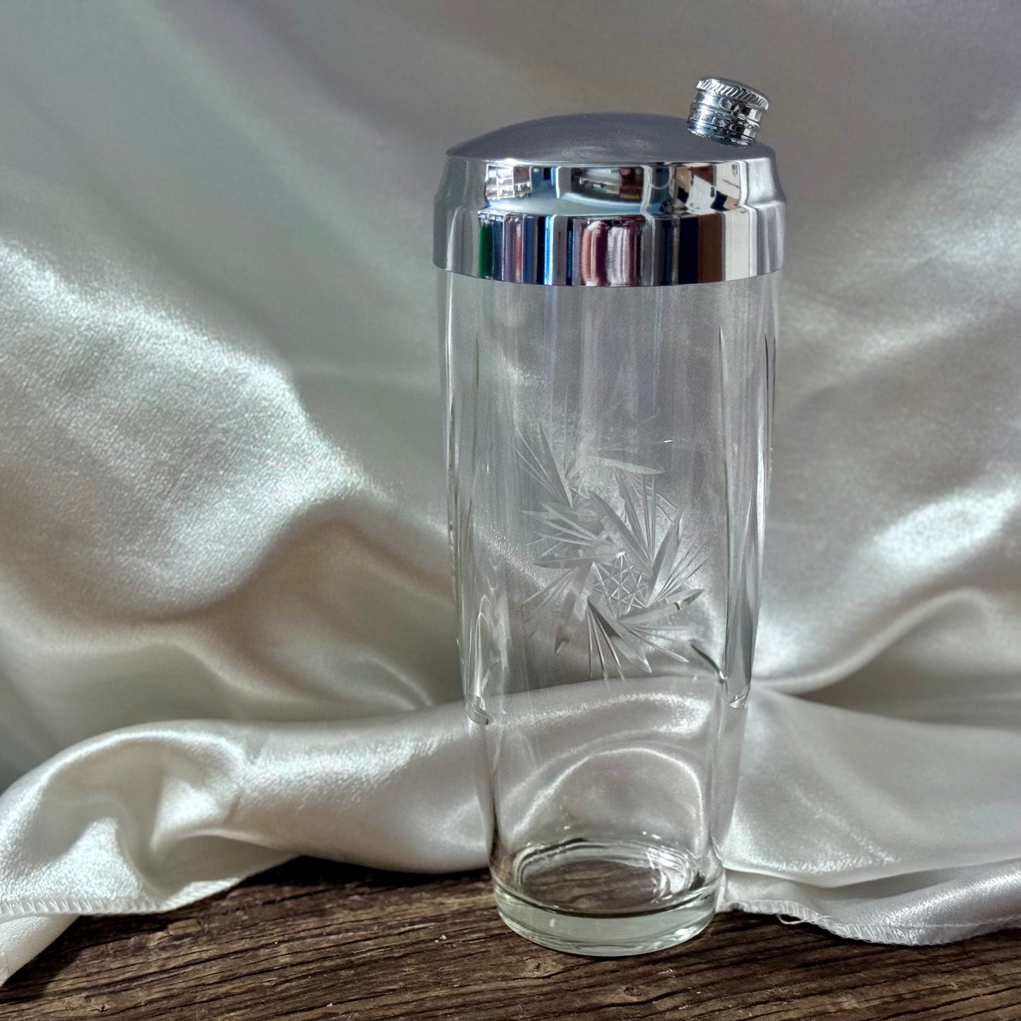 Vintage Pinwheel Glass Cocktail Shaker
