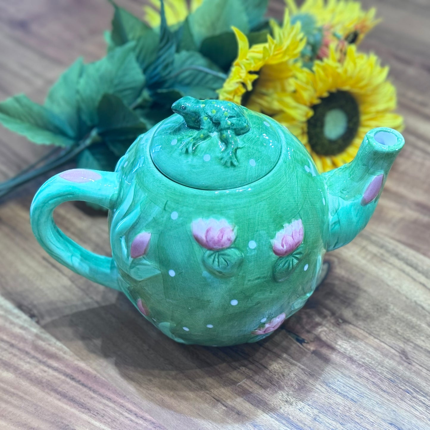 Frog Majolica Teapot