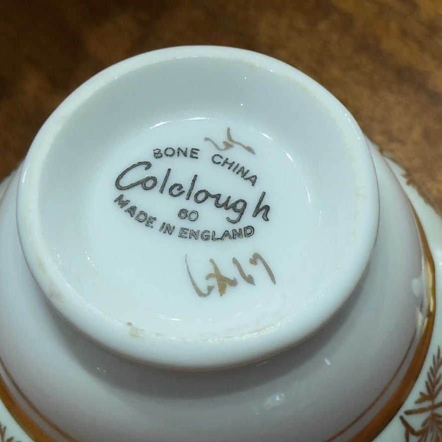 Colclough Gold Leaves on Mint Green Teacup & Saucer Set