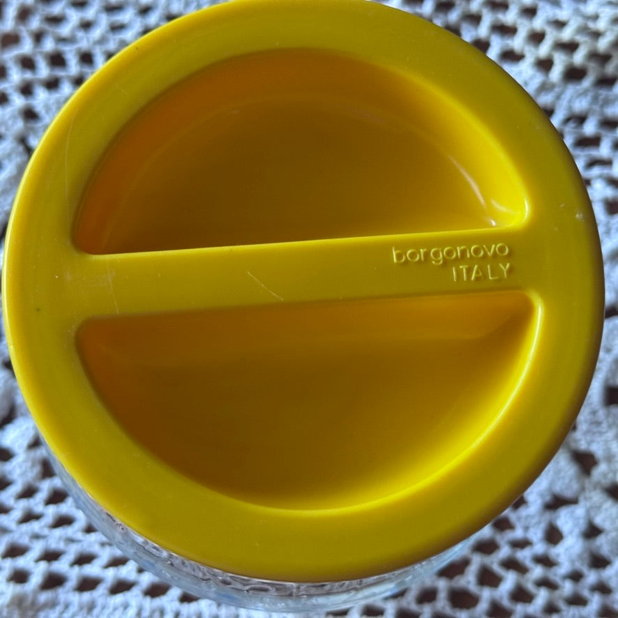 Borgonovo Italy Glass Jar with Geese & Hearts & Yellow Lid