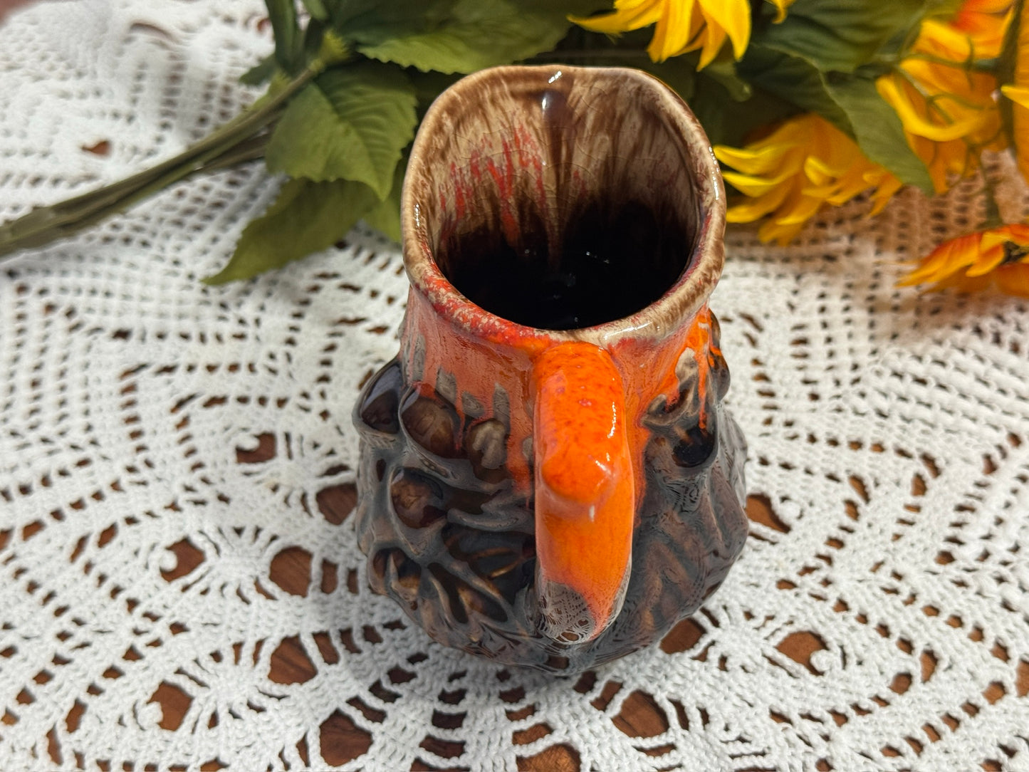Mushroom Drip Glaze Pottery Pitcher
