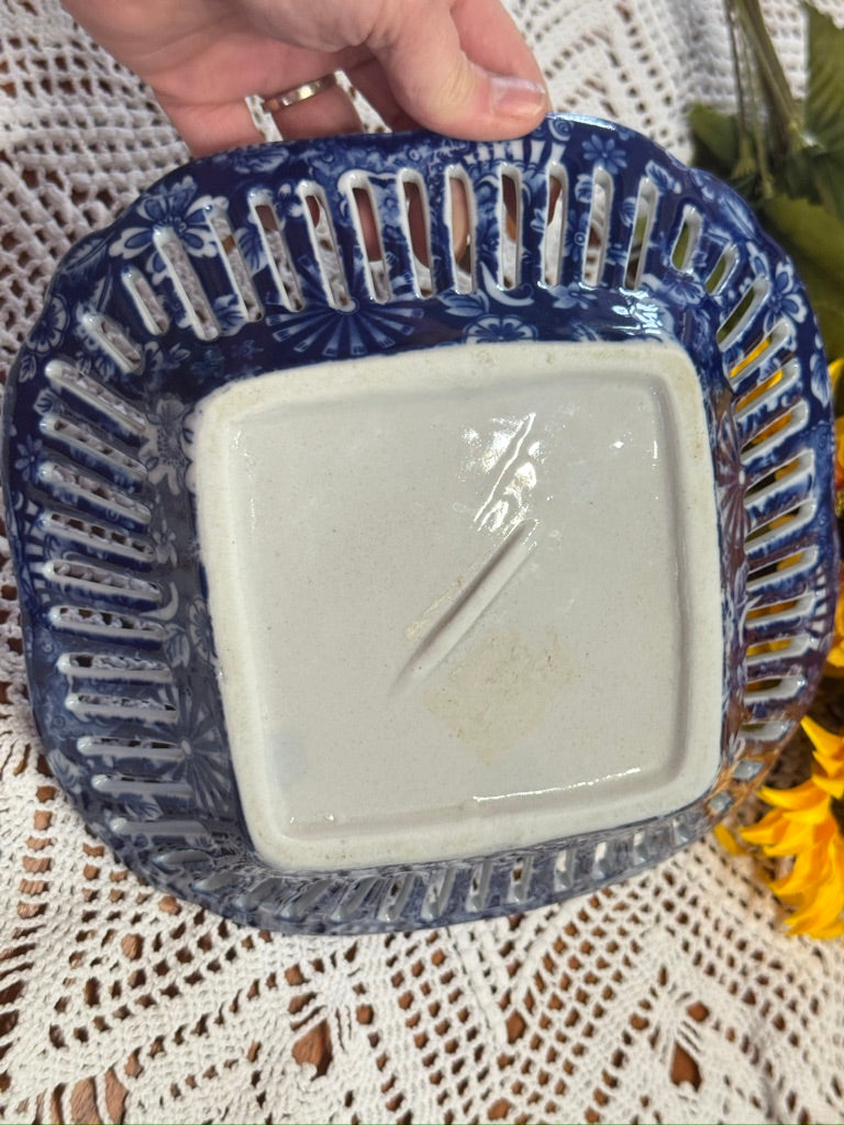 Blue & White Butterfly Ceramic Dish
