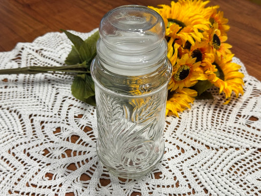 1982 Planters Mr. Peanut Clear Glass Jar Wheat Pattern